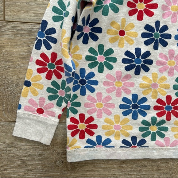 Hanna Andersson Girls Vibrant Floral Hooded Sweatshirt Size 5 Reversible Beige - Picture 8 of 8